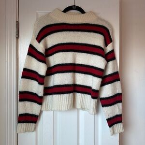 Rebecca Minkoff Cream Sweater with Red and Black Stripes